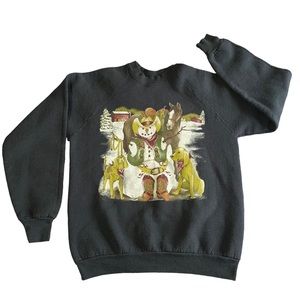 VTG 90s Cowboy Snowman Horse Crewneck size Large